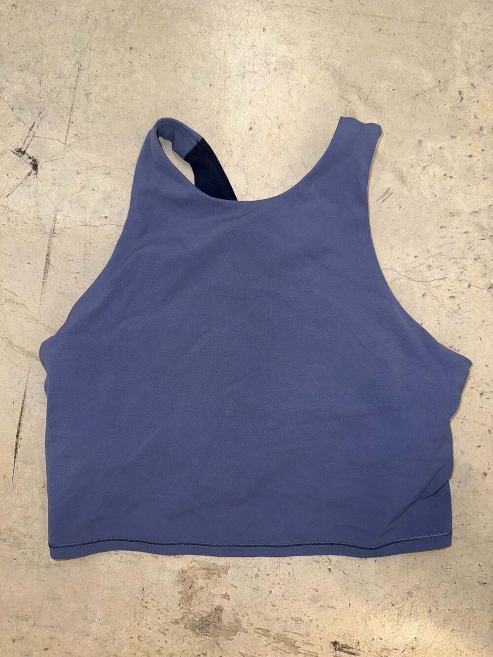 Athleta Conscious Crop High Neck Longline Sports Bra Periwinkle/Navy